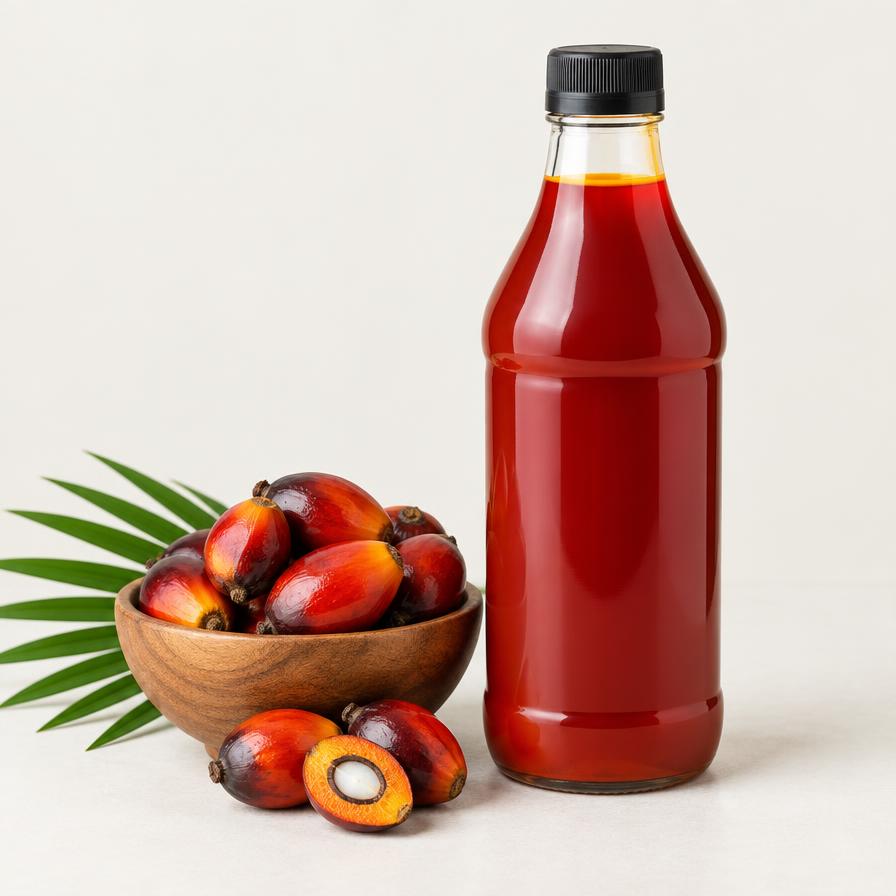 Bottle of red palm oil